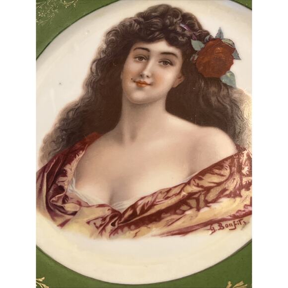 Royal Vienna Style Hand Painted Signed Portrait Cabinet Plate Beehive Mark - Picture 3 of 5